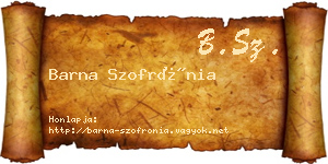 Barna Szofrónia névjegykártya